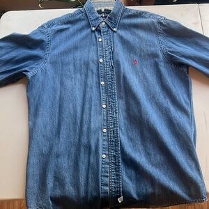 Polo Ralph Lauren Button Up Long Sleeve Shirt Blue Denim Medium